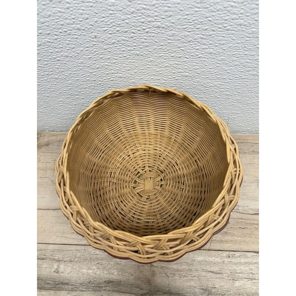 Vtg Handwoven Double Wave Basket Cherokee Style Handmade In USA